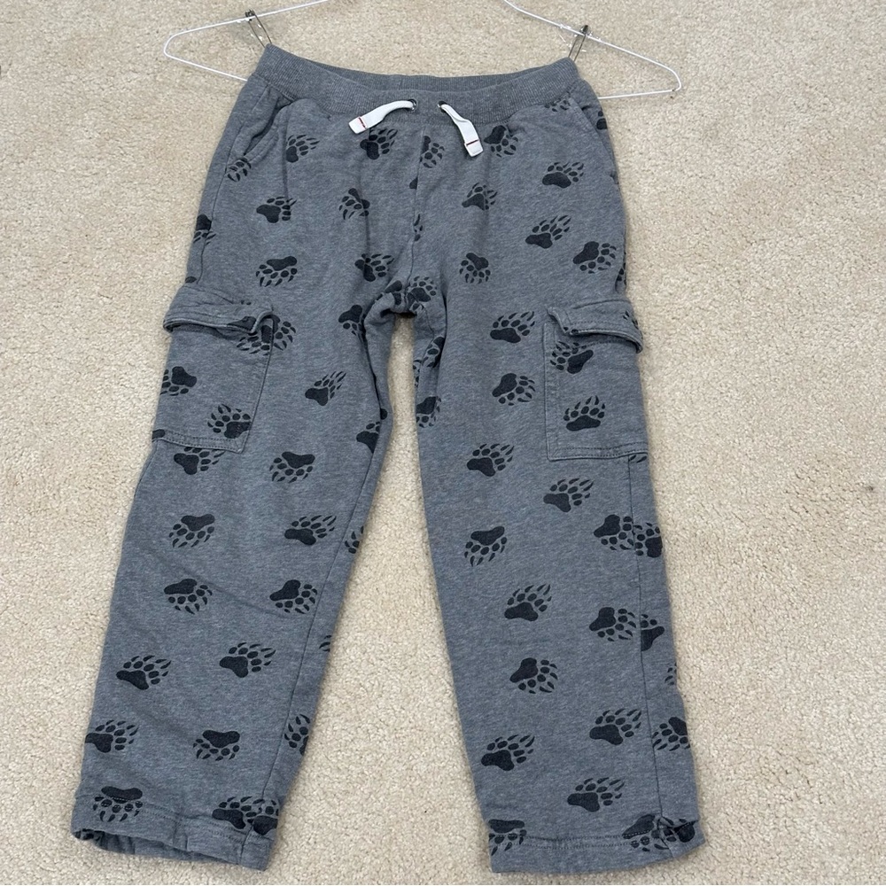 Hanna Andersson 130 100% cotton cargo pocket bear 🐻 paw print 🐾 Sweatpants